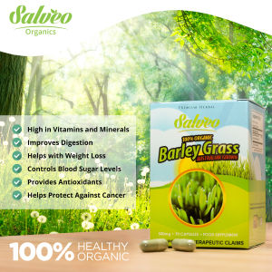 SALVEO BARLEY GRASS (1BOX/70capsules) 100% organic 500mg food supplement provide  THE BEST ORGANIC FOOD SUPPLEMENT essential nutrients rich in vitamins and minerals The Miracle Food  Wellness This supplement contains vitamins A B1 32 312 K.
