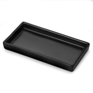 Luxspire Bathroom Vanity Tray Mini Soap Dispenser Small Ceramic Perfume and Jewelry Dish Trinket Holder Rectangle Candle Tray Bath Organizer Kitchen Sink Narrow Dish
