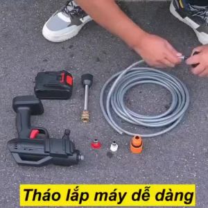 Máy Xịt Rửa Xe Cầm Tay Hitachi 199v Dùng Pin Phổ Thông Xịt Rửa Sân Vườn Nhà Cửa Ô Tô Công Xuất Lớn Tặng Phụ Kiện