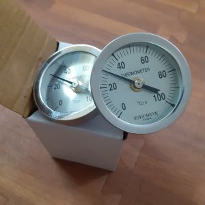 Đồng hồ đo nhiệt độ inox 100 độ C Daewon mặt 5cm  chân cảm ứng 5cm Chân ren 13mm