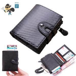 Anti Theft Smart Wallet PU Leather Credit Card Holder Fashion Men Women Multifunctional Metal RFID Aluminium Box Travel Card Wallet
