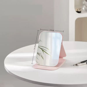 Vintage Folding Mirror pu Leather student Dormitory OfficeMakeup Desktop Dressing Portable