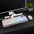 T25 Gaming Keyboard and Mouse Set Colorful LED Backlight Ergonomic Metal Keyboard and 1600 DPI Gaming Mouse Bundle Combo Set USB Wired for PC Laptop. 