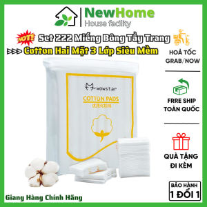 Bông Tẩy Trang Cotton Hai Mặt Dùng Một Lần 3 Lớp Siêu Mềm  - Set 222 Miếng