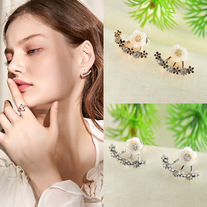 New Design Golden Color Butterfly Style One pair Studded Ear cuff / Earrings  Rhinestone (With triple Chain)