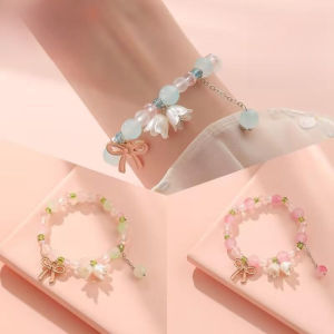 Valley Bracelet Ice-Transparent Pink Crystal Fresh and Sweet Fashion Bracelets Anklets for Girls and Best Friends for Christmas