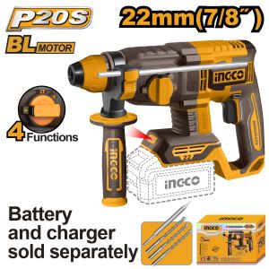 INGCO 20V LI-ION BL 4-MODE ROTARY HAMMER 22MMØ CRHLI21228