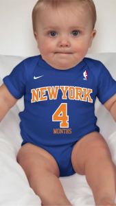 Baby Monthly Onesies - Basketball Jersey NYKnicks NDNB