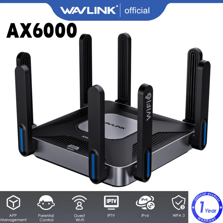 WAVLINK Dual-Band Wireless Router 6000Mbps, 5GHz 2.4GHz WiFi 6 Gigabit Router with 8x5dBi Antennas, MU-MIMO, 2500Mbps WAN/LAN, Supports Router/AP/Repeater Mode