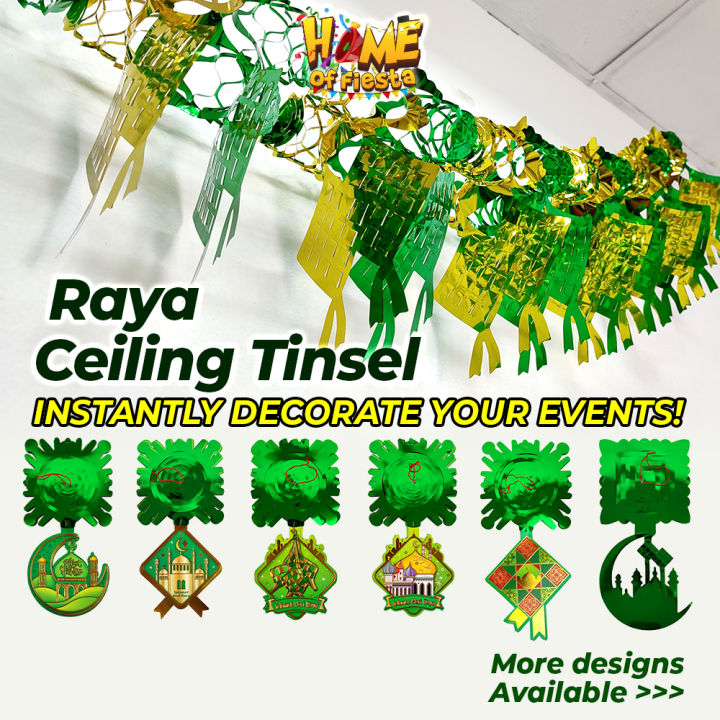 HOFS Raya Hanging Tinsel 2Meter Long Ceiling Deco Banner Party Garland ...
