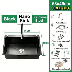 THEATT Thickened Steel Sink Antibacterial Sink Food Grade Stainless Steel Oil Stain Resistant Sink
