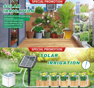 [SG Stock] Solar Automatic Watering System | Smart Drip Irrigation Kit for 20 Pots | 2000mAh Battery & 6 Timer Modes | No Tap Needed for Balcony & Garden
