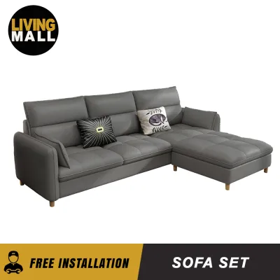 Living Mall Consadole 3-Seater and 4-Seater L-Shaped Sofa Set Faux Leather in 5 Colour