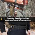 OneTigris Flashlight Holster Molle Flashlight Holder for Belt Pouch for Torch Linear Hand Tool with Open-top MOLLE Strap for Vertical & Horizontal Carrying (Black). 