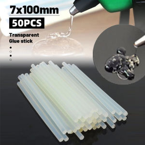 50Pcs 7mmx100mm Transparent Hot Melt Glue Sticks For Heat Pistol Gun Electric Glue Gun Craft Repair General Adhesive DIY Tool