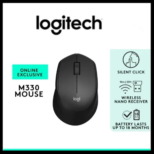 【Hot sellers】 Logitech M330 Wireless Mouse Silent Mouse 1000DPI 2.4GHz Silent Optical Mouse With USB Receiver.