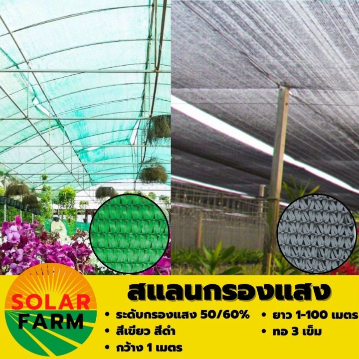 แสลนกรองแสง สีเขียว สีดำ 60% ยาว 100 เมตร