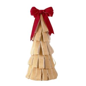 HPVDBP Handmade Velvet Christmas Tree Ornament Tree Shape DIY Tabletop Xmas Tree Festive Raised Top Patch Bow Tree Tower Home Decoration