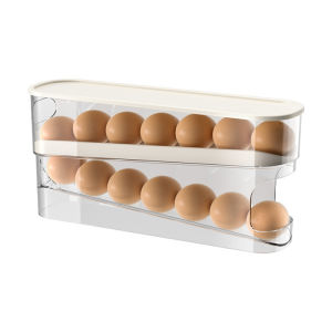 LoviRa 2-layer Refrigerator Egg Storage Box Kitchen Egg Rolling Storage Box