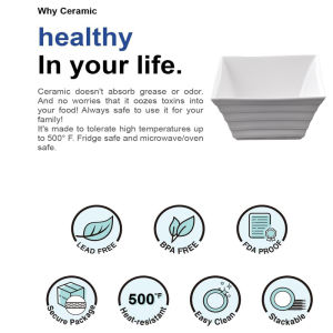 4 Pcs Porcelain Square Shape Deep Bowl Salad Appetizer Sauce Dipping Bowls Tasters 16*6cm