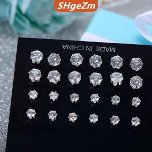 [COD] SHgeZm 12 Cái Bộ thời trang pha lê sáng bóng đám cưới Stud Bông tai tuyên bố đồ trang sức quà tặng