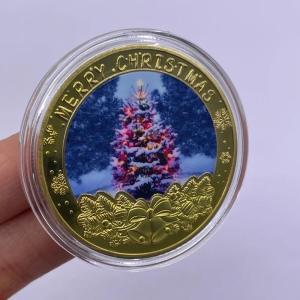 【discount store】11 Types Christmas Theme Gold Silver Commemorative Coin Santa Claus Metal Souvenir Coin Christmas Party Decorations & Gifts