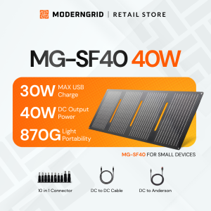 🥇Moderngrid MG-SF60 60W 40W Foldable Solar Panel Charger ETFE Waterproof Monocrystalline Battery Charger with USB-C USB-A DC Output & 10-in-1 Connectors Anderson for Power Station iPhone iPad Galaxy Tablet Camera GPS Drone RV Camping Hiking