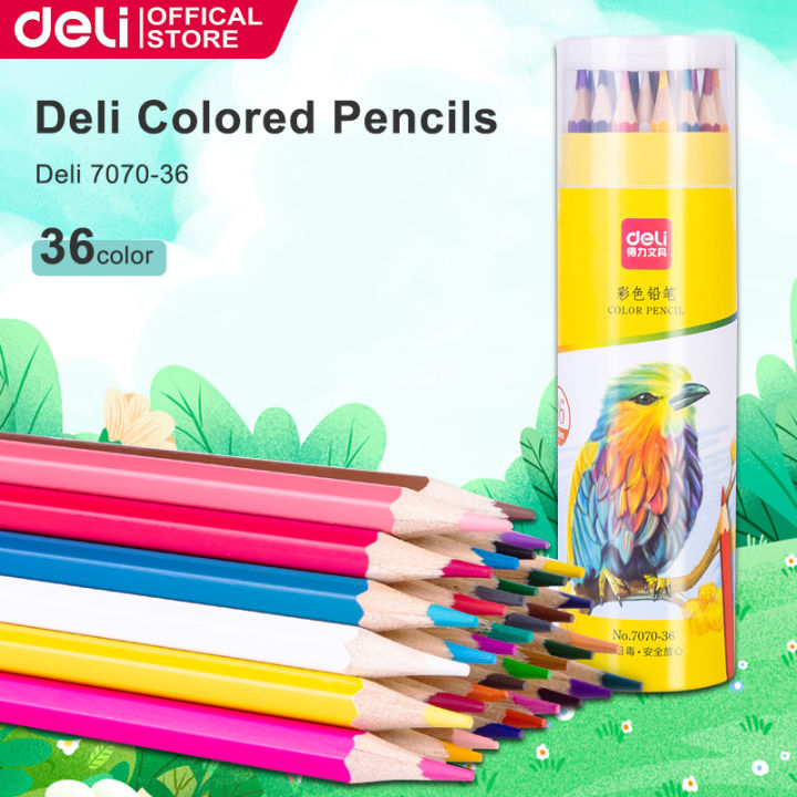 Deli 12/24/36 Color Pencil Set Hexagonal Pole Color Lead 7070-12 7070 ...