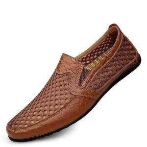 Free Shipping New Style Leather Sandals Slip-On Casual Leather Shoes MenS Summer Mesh Shoes Breathable Openwork Mesh Driving Shoes MenS Footwear MenS Summer Mesh Shoes Breathable Openwork Mesh Driving Shoes MenS Footwear
