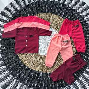 Well Baby Isi 6Pcs 3Setel Baju Bayi Lengan Pendek + Celana Pendek Baru Lahir Newborn
