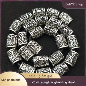 Hàng có sẵn✨ 24 Pcs Viking Runes Set Loose Hạt Spacer Hạt Cho Tóc Bện Dreadlock Hạt Tự Làm Đồ Trang Sức Làm
