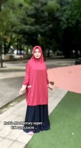 Mels Hijab - Rubie ( Jilbab Lengan Saku Jumbo Pad Anter Jersey Super) Kerudung Tangan Syari Simple Kekinian