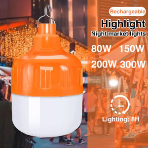 300W USB Rechargeable Lamp Outdoor LED Bulb Camping Light Hanging Tent Work Light Portable Emergency Bulb Party BBQ Camping