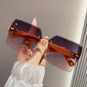 JN IMPRESSION Fashion Sunglasses for Women Frameless High-grade Sense Sunglasses Outdoor Sunscreen Anti-UV Sunglasses