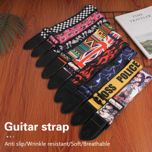 pamelaea Embroidered Guitar Strap Electric Guitar Shoulder Strap 36 Inch Folk Guitar Bag Strap Heat Transfer Printed Piano Strap