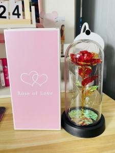22cm Realistic Rose glass flower Desktop decor Valentines Day Gifts for love ones
