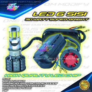 LAMPU UTAMA LED ICC M06E 6 SISI HI LO PUTIH 30 WATT M5 H4 H6 AC DC MOTOR MOBIL PNP ORIGINAL