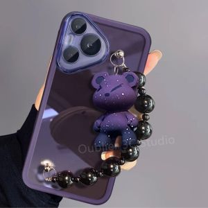 Casing Huawei Pura 80 Pro Pura 80 Ultra Phone Case New Design Cute Cartoon Bulldog Bear Doll Bracelet Pendant Transparent Lens Protection Soft Cover 2025