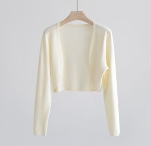 Korean Women’s Ice Silk Knit Cardigan Sun Protection Cardigan Long Sleeved Thin Short Knitted Top Summer