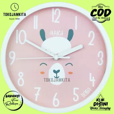 Jam Dinding Analog Hiasan Kamar Karakteranak Original Boba BB1515 Besar BestSeller Alpaca