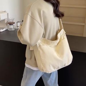 Túi vải canvas cotton nguyên chất túi đeo chéo nữ sinh túi vải đi học đi làm đi chơi dung tích lớn túi đeo vai phong cách Nhật Bản.