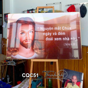 Khung Ảnh chúa Giê Su 3dTranh Công Giáo đức mẹ Maria tranh chúa Giê su nguyện mắt chúa tráng gương treo tường CQC51