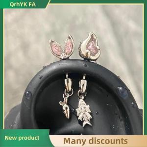 🔔🔔🔔QA 1Pcs Cats Ear Shaped Flash Zircon Heart Cross Pendant Ear Bone Nail Earring For Women Trendy Body Piercing Accessories
