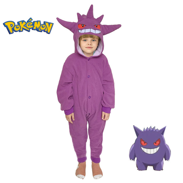 Gengar Onesie For Kids Pokemon Cosplay Costume Halloween Kigurumis Children  Full Body Pijama Christmas Anime Pajamas