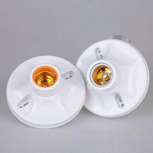 Bộ 2 Đuôi Chụp Đèn Hình Tròn Bằng Hợp Kim Và Gốm Chuôi Ren Vít E27 Phù Hợp Bóng Đèn Công Suất Dưới 60W Size11.5x4.5cm