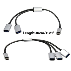 2/3 in 1 USB2.0 OTG Adapter Type C Male Plug To 2/3 USB 2.0 Female OTG Extension Cable HUB Data Cable Power Adapter