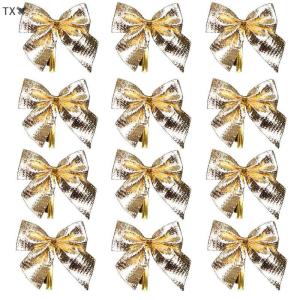 TX🏮💓🧧 12Pcs Valentine Của Ngày Cung Màu Đỏ Cho Vòng Hoa Cung Mộc Mạc Cho Mùa Đông Cung Màu Đỏ Giáng Sinh Mạ Vàng Edged Cây Cung Cho Đám Cưới Trang Trí Nội Thất