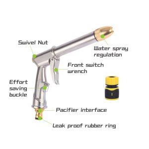 High-Pressure Water gun Gardening watering Water gun nozzle sprinkler Car wash Gardening and cleaning Alloy Brass