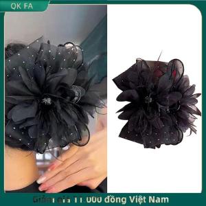 QK FA ✨ Lưới Ren Màu Đen Lông Ribbon Bow Móng Vuốt Tóc Kẹp Tóc Lớn Ponytail Chủ Tóc Clip Tóc Phụ Kiện Tóc Cho Phụ Nữ