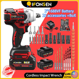 Impact Wrench Cordless Heavy Duty 800N.M Max Torque - 1/2" & 1/4" Electric Impact Gun with Battery Fast Charger Screwdriver & Drill Kit